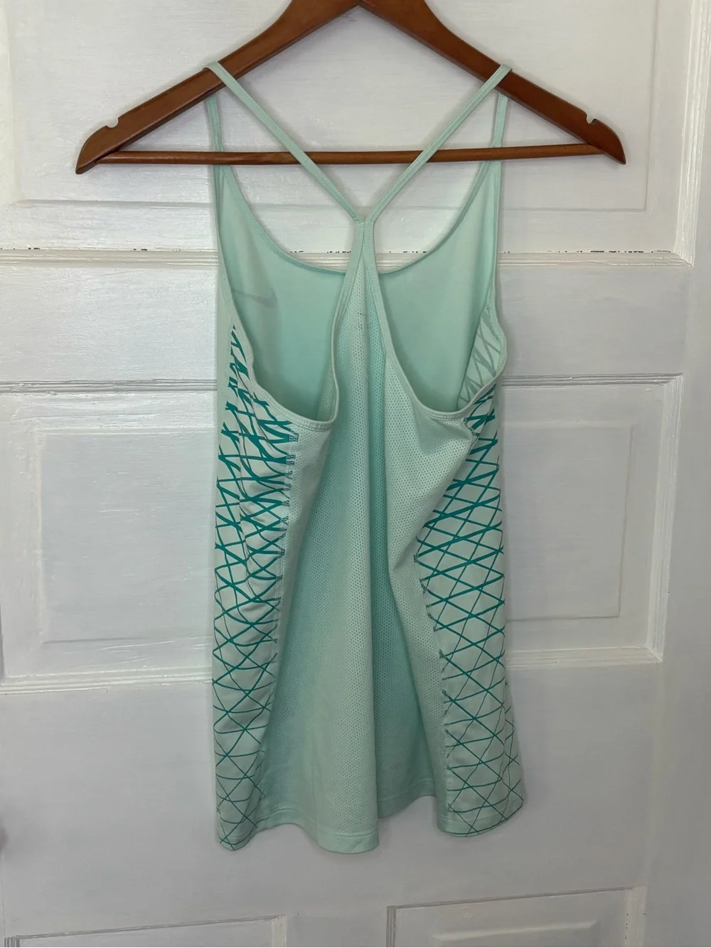 Nike Light Mint Dri Fit Racerback Tank with Geometric Side Panels